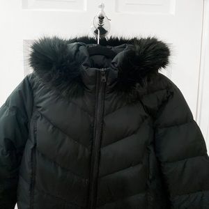 LANDS’ END Women’s Black Puffer Coat with Hood